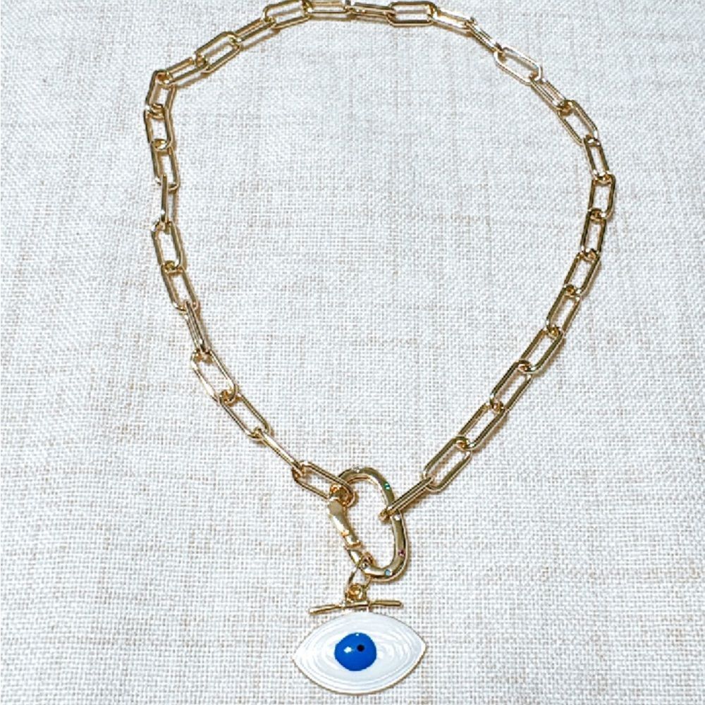 Gold evil eye necklace N481 - Picture 2 of 3